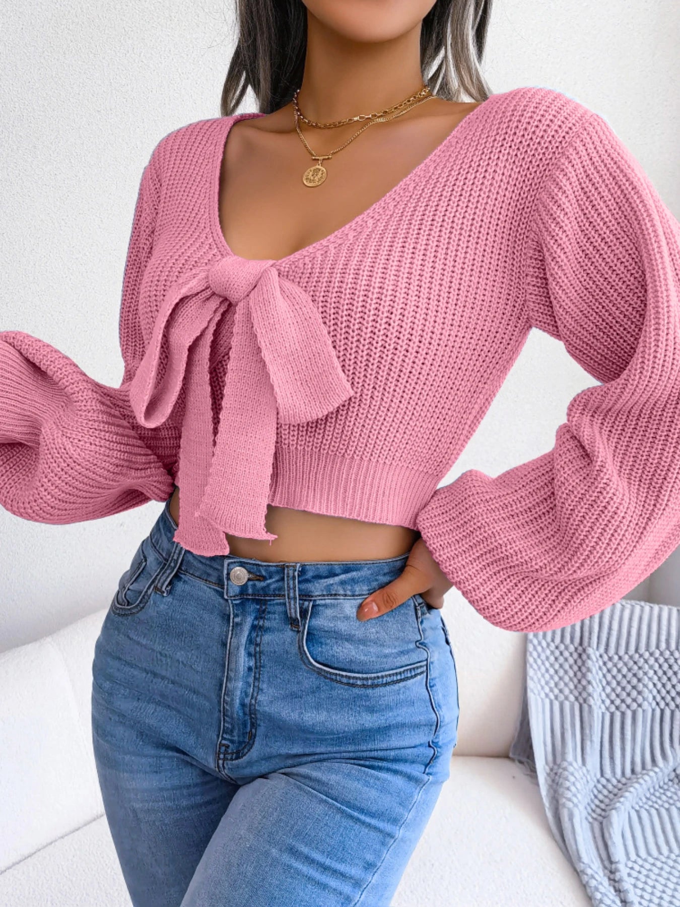 Bow Tie Crop Sweater